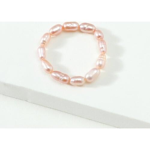 New Fashion Natural Freshwater Pearl Rings For Women Minimalist Beaded female finger Ring Party Wedding Jewelry Gift