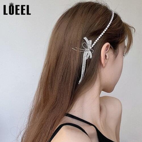 New Fashion Women Hairbands Tassel Rhinestone Head Hoop Bowknot Headbands Simple Temperament Geometric Hair Accessories Female