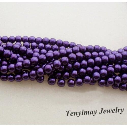 Wholesale 6mm Deep Purple Glass Imitation Pearls, Cheap Imitation Pearl Accessory Free Shipping