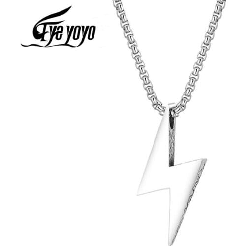Lightning Necklaces For Men Stainless Steel Necklace Choker Long Chain For Boyfriend Gifts Charm Pendants Fashion Jewelry