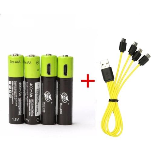 ZNTER AAA 1.5V 400mah USB Rechargeable Battery Rechargeable Li-Polymer Battery Quick Charging by Micro USB Cable Drop shipping