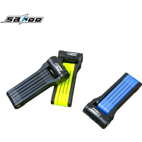 SAHOO 80cm Anti-Theft Folding Bike Locks Ultra Strong Harden Steel Alloy Metal Bone With Plastic Coating Steel Bicycle Lock