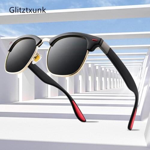 Sunglasses Mens Women 2021Men Classic Semi-Rimless Square Polarized Sun glasses For Male Retro Eyewear Oculos De Sol UV400