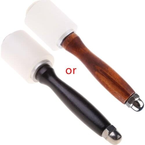 T3EC Handmade Leather Carving Hammer DIY Craft Cowhide Punch Cutting Tool Hammer Leather Craft Carving Gadget w/ Wood Handle