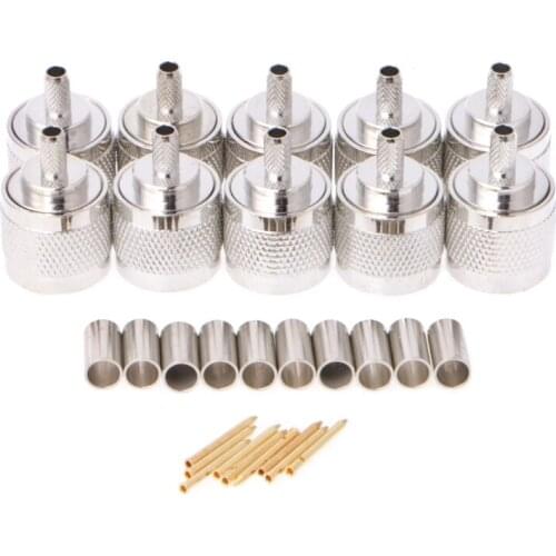 High Quality 10Pcs N Male Plug Crimp RG58 RG142 LMR195 RG400 Coaxial Cable Straight Connector P0RD