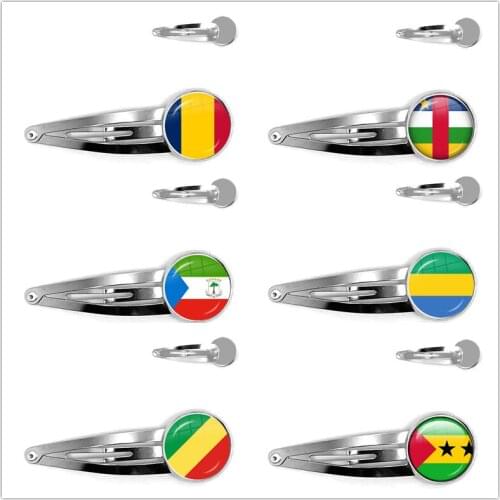 Chad,Central African,Equatorial Guinea,Gabonese,Congo,Sao Tome And Principe National Flag Hairpins Glass Bobby Pin For Women