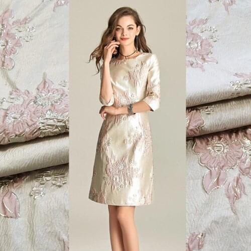 Golden Silk Jacquard Fabric Metal Polyester Crisp Comfortable Soft Dress Performance Brocade Women Dress Fabrics Home Textile