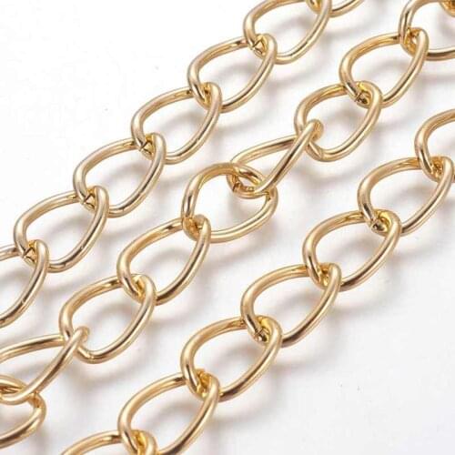 1m Aluminium Chain Twisted Chains Curb Chains for Jewelry Making DIY Bracelet Necklace Accessories Golden Color 15x10x2mm