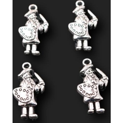 10pcs Silver Plated Royal Court Guard Pendants Retro Necklace Earrings Metal Accessories DIY Charms For Jewelry Crafts Making