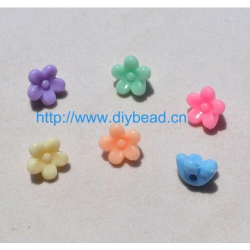 100pcs DIY Sweater Chain Accessory,Children Handcrafts,10MM Blossom Flower,Mix Color Acrylic Beads Bracelet Findings