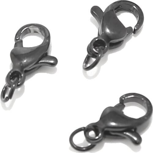 20pcs/lot 316L Stainless Steel Black Lobster Clasps New Accessories for necklace/bracelet making