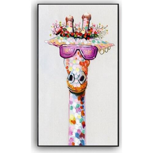2020 New Years latest Oil Painting giraffe 100% Hand painted Creative custom oil painting living room Decor 2020061405