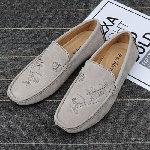 2021 Leather Loafers Men Casual Shoes Designer Autumn Mocasines Driving Handmade Footwear Lightweight Italian Shoes Retro Suede