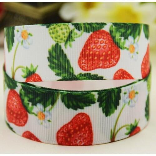 22mm 25mm 38mm 75mm Strawberry Cartoon pattern printed Grosgrain Ribbon party decoration 10 Yards X-04185