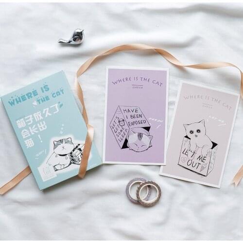 30 Sheets/Set Where Is The Cat Postcard/Greeting Card/Message Card/Birthday Letter Envelope Gift Card