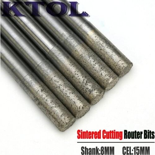 Easy!5pc 8MM Flat Bottom Sintered Diamond Cutting Tool Stone Cutter,CNC Diamond End Mill, Stone Cutting Router Bit on Engraver