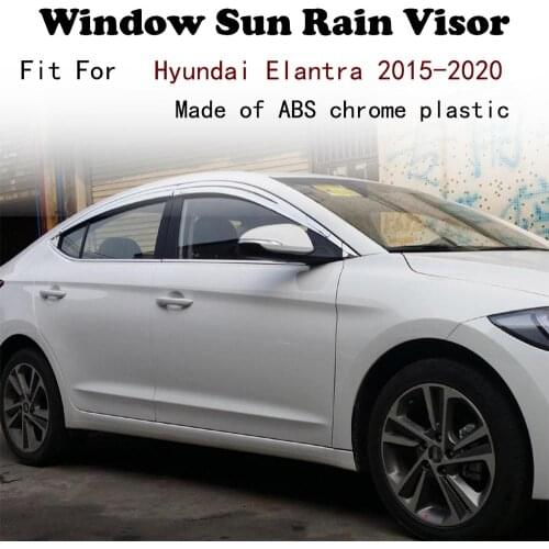 ABS Chrome plastic Window Visor Vent Shades Sun Rain Guard car accessories For Hyundai Elantra 2015-2020
