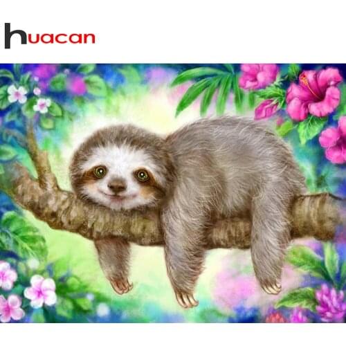 Huacan Diamond Embroidery Mosaic Sloth 5D Diamond Painting Full Drill Square/Round Animal Modular Pictures Creative Hobbies