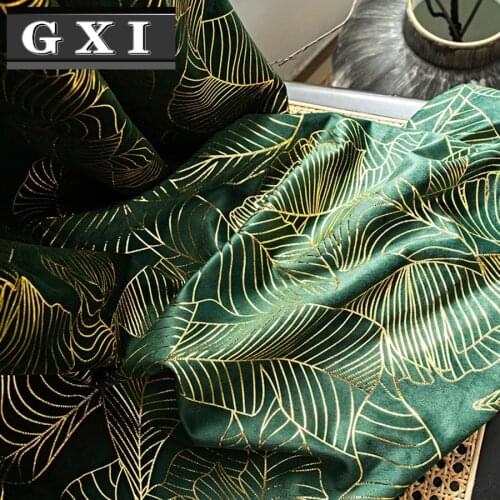 American Bronzing Leaves Curtain for Living Room Semi-Blackout Dark Green Curtain Drape Kitchen Half Curtain