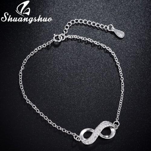 Shuangshuo Fashion Crystal Infinity Bracelet Female Infinity Bracelets & Bangles Charm Bracelet Chain Link Bracelet Wedding Gift
