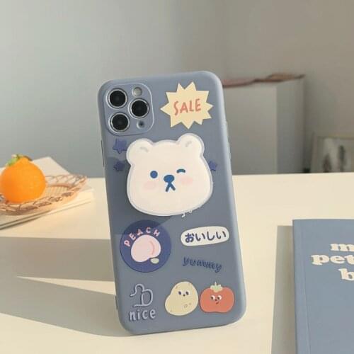 Cartoon holder back covers iphone 12 pro max case for women mobile phone accessories iphone 11 case