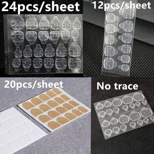Nusx Double Sided Adhesive Glue 24 pcs/sheet Top Transparent Clear Sticker Sticky Tape For False Nail Tips Nail Art Tools FA001