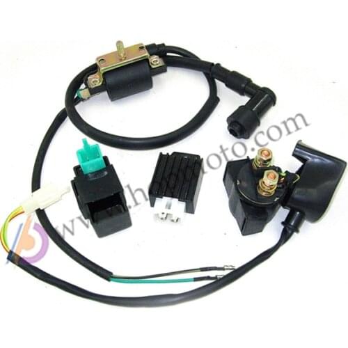 50cc 70cc 90cc 110cc Electric start Engine Ignition Coil and 5 pin CDI Relay and Half-Wave Rectifier dirt bike pit bike ATV