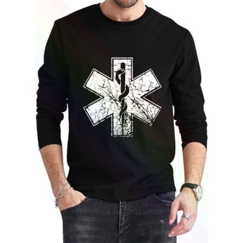 Paramedic Symbol Distressed Look Medic Silk T-Shirt 2021 Newest Summer Mens Long Sleeve Popular Tees Shirt Tops Novel Unisex