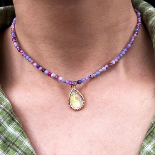 KBJW 2019 New Arrival Nature Stone Choker 4mm beads Fancy Shell Pendant Choker Necklace for Women Good Qaulity Jewelry