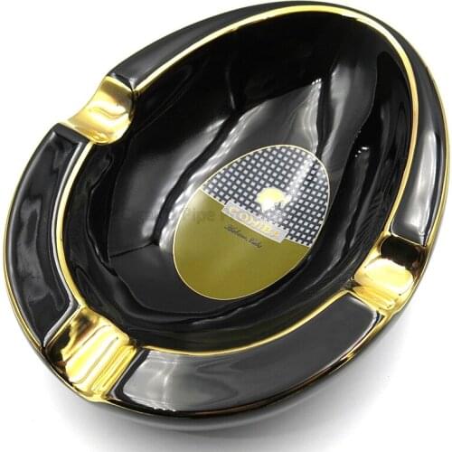 COHIBA Ceramic Big Ash Tray Table 3 Ash Slot Cigar Ashtray COHIBA Ashtray For Home Cigar Holder Smoking Tool W/Gift Box