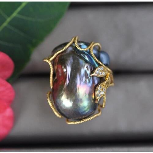 Z11448 30mm White Baroque Reborn KESHI Pearl Twining Ring