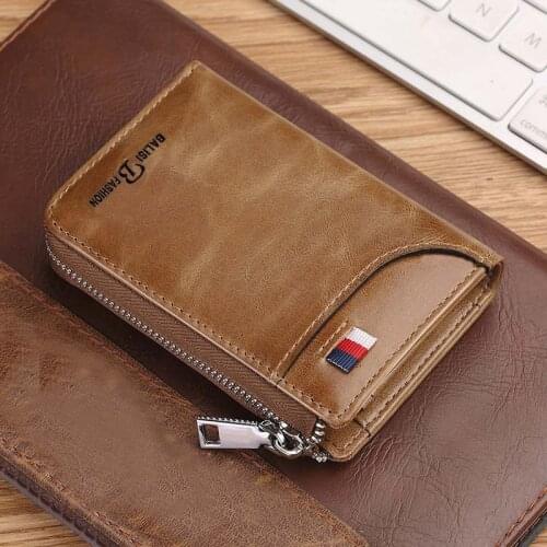 Leather Short Wallet Mens Casual Carteira Multi-function Card Bag Coin Purses Zipper Carteras De Hombre Money Bag Credit Card