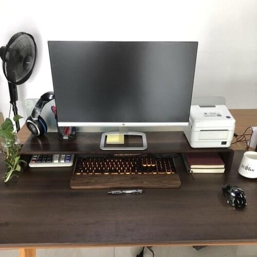 Beautiful and practical black walnut computer monitor increase rack rounded corners desktop storage rack