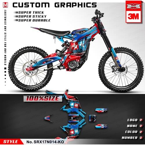 KUNGFU GRAPHICS Custom Vinyl Wraps Sticker Kit for Sur-Ron Light Bee X/S Electric Bike (Style no. SRX17N014-KO), Blue and Red