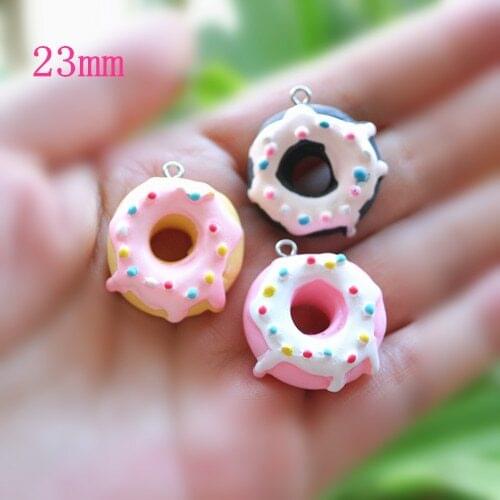 Jewelry Materials For DIY Phone Decoration 21pcs Resin Charms Necklace Cute Donut Pendant