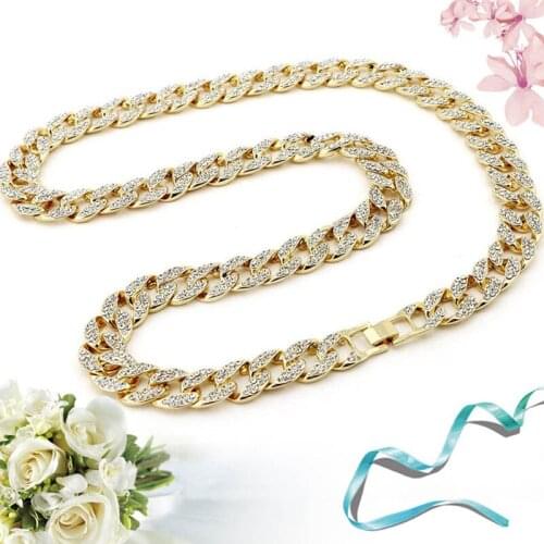 Miami Curb Cuban Chain Necklace For Men sweet Hip Hop Out Paved Rhinestones Rapper Necklace Jewelry