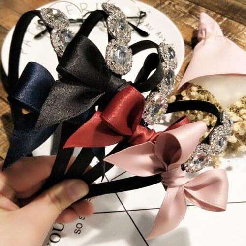 Fashion Shining crystal Rhinestone Hair Hoop Headband Hairband for Women Girls Ribbon bow Hair Band Hair Accessories 1pcs New