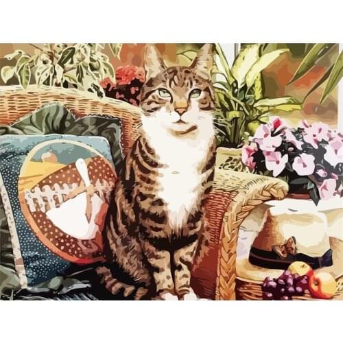 Flower Cats Animal DIY Cross Stitch 11CT Embroidery Kits Craft Needlework Set Printed Canvas Cotton Thread Home Wholesale