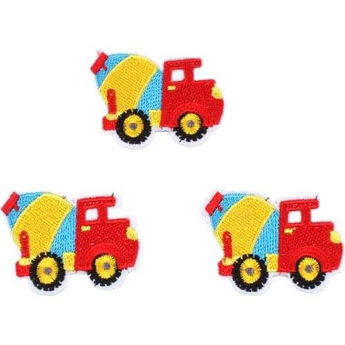 10pcs Embroidered Truck Patches Iron On Concrete mixer truck Stickers For Kids Boy Clothes Bags Shoes Jeans Coats Appliques