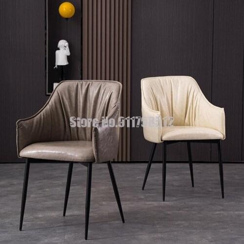 Nordic light luxury dining chair study backrest stool modern minimalist wrought iron chair makeup chair Italian home leisure cha