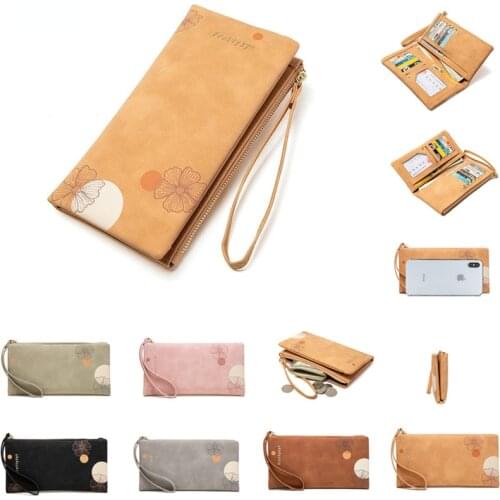 2021New ladies pu zipper wallet fashion long wallet ladies multi card wallet clutch bag Black Gray pink