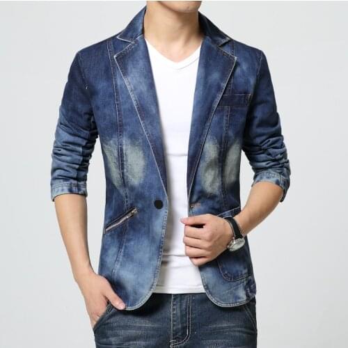 2021 new mens denim suit jacket, slim fashion casual suit, long sleeve jacket, Jean Jacket, blazer men