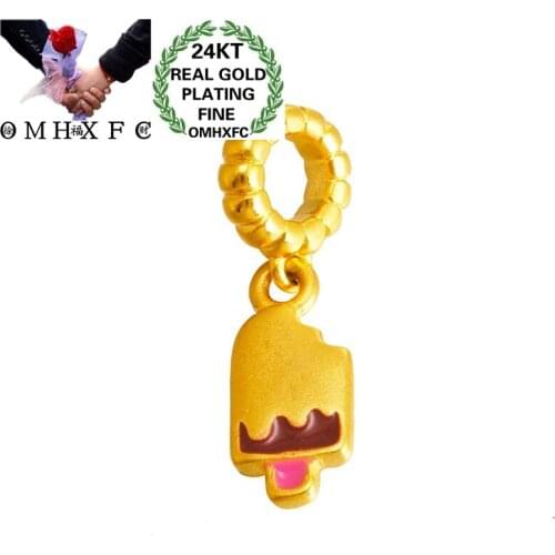 OMHXFC Wholesale PN407 European Fashion Hot Fine Woman Girl Party Birthday Wedding Gift Ice Cream Stick 24KT Gold Pendant Charm