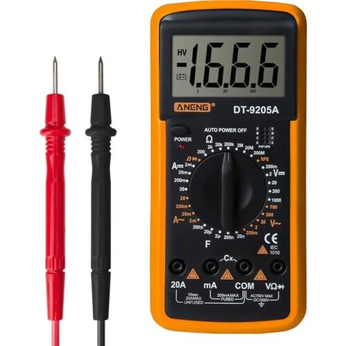 DT-9205A Handheld Digital Multimeter AC/DC Volt Amp Ohm Capacitance Hz Tester Digital Houseware Multimeter