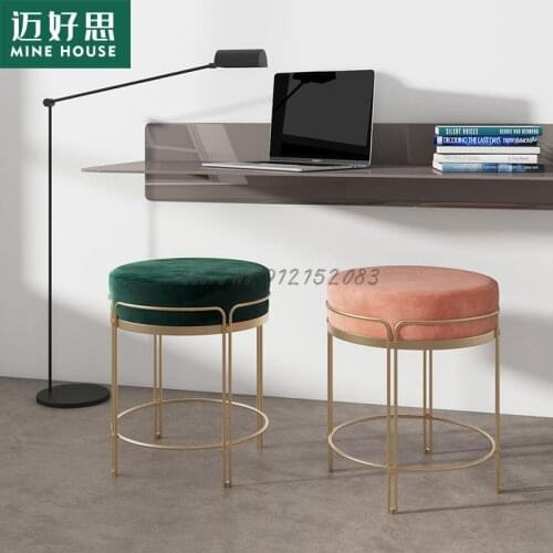 Nordic light luxury round stool net red dressing table home dressing stool makeup stool bedroom restaurant simple chair shoe rep