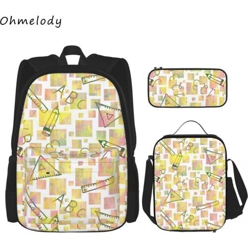 Graffiti 3 in 1 Back to School Backpacks Lunch Bags Pencil Case for Children Book Bags 3PCS Teens Boys Girls Casual Daypacks