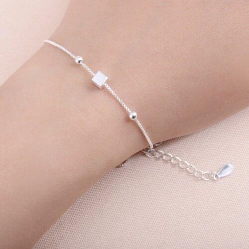 Shuangshuo Fashion Jewelry Tiny Cubic Square Women Bracelet Simple Bead Cuff Bracelets for Women bracelet homme pulseras SL050