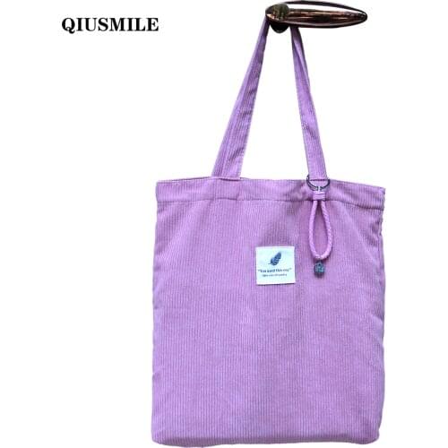 Shopper Bag Pink Casual Foldable Corduroy Tote Bag Eco friendly Shopping Bag Reusable Grocery Handbag Lightweight Shoulder Bags