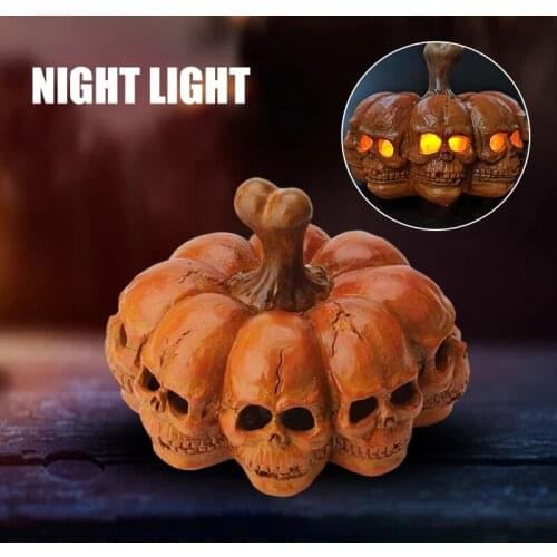 Halloween Skull Light Ornament Portable Resin Pumpkin Skull Statue for Home Living Room Garden Decoration xqmg Party Holiday new