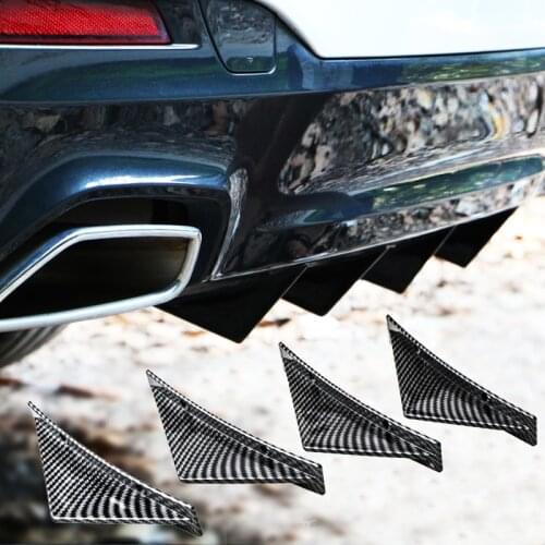 4PCS Car Lip Spoiler Shark Fin Spliter Spoiler Chassis Protector Cover Kit Rear Bumper deflector Diffuser Spoiler